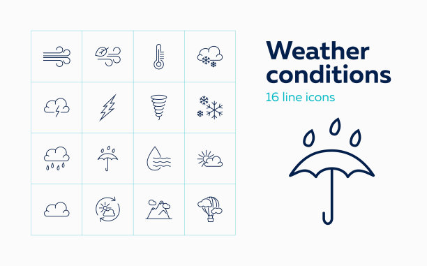 天气状况线图标图片下载