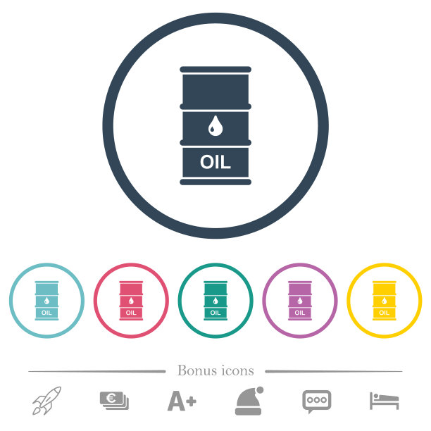 油桶平面颜色图标在圆形轮廓图片下载