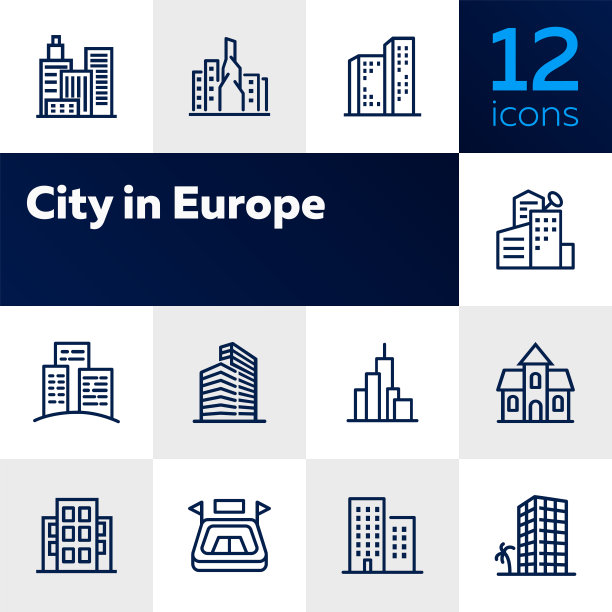 在欧洲城市线的图标设置图片下载