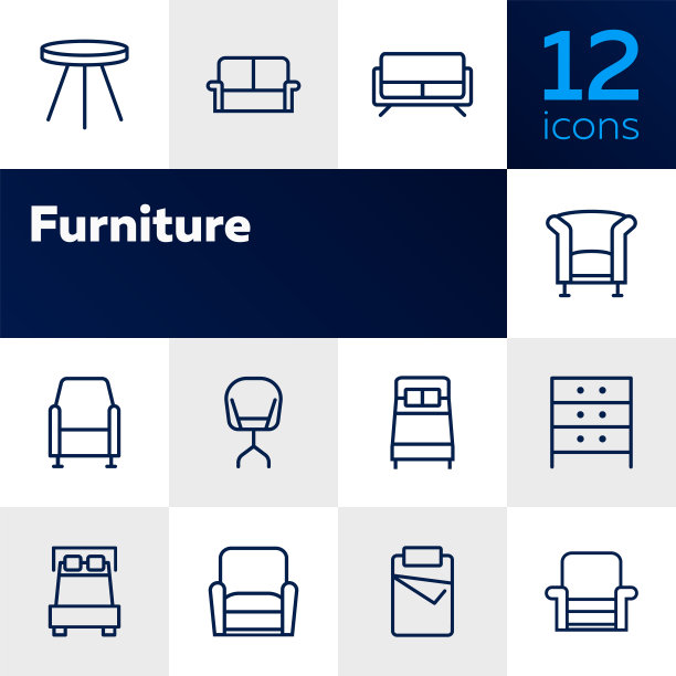 家具线条图标套装图片下载