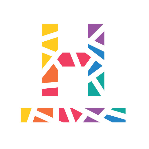 五颜六色的几何字母H或酒店标志图片下载