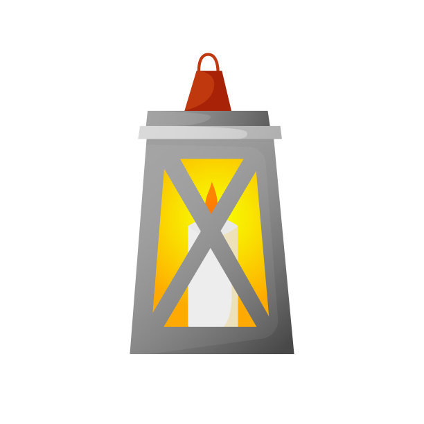 金属灯笼与燃烧的蜡烛孤立在白色。图片下载