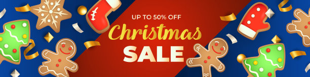 圣诞特卖词和节日姜饼饼干图片下载