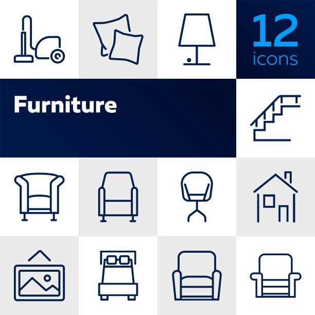 家具线条图标套装图片下载