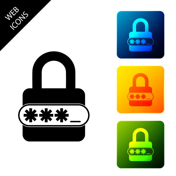 密码保护和安全访问图标隔离。锁定图标。安全、安全、保护、隐私的理念。设置图标彩色的方形按钮。矢量图图片下载
