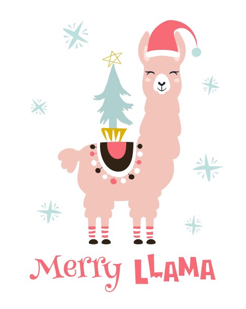 有羊驼的圣诞卡。圣诞快乐卡图片下载
