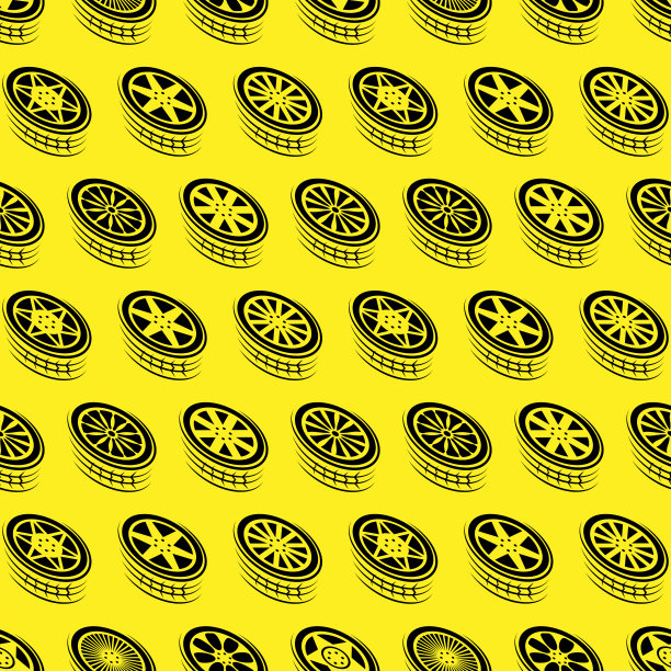 无缝黄色车轮轮廓背景图片下载