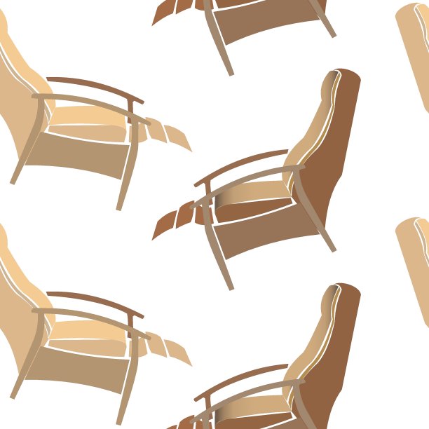 扶手椅无缝模式。躺椅，棕色躺椅隔离在透明的背景上，精神病医生椅，休闲家具。矢量背景无背景。图片下载