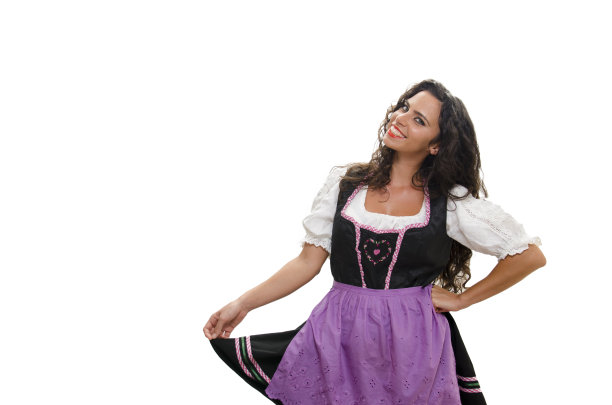 穿着巴伐利亚裙子的漂亮女服务员图片下载