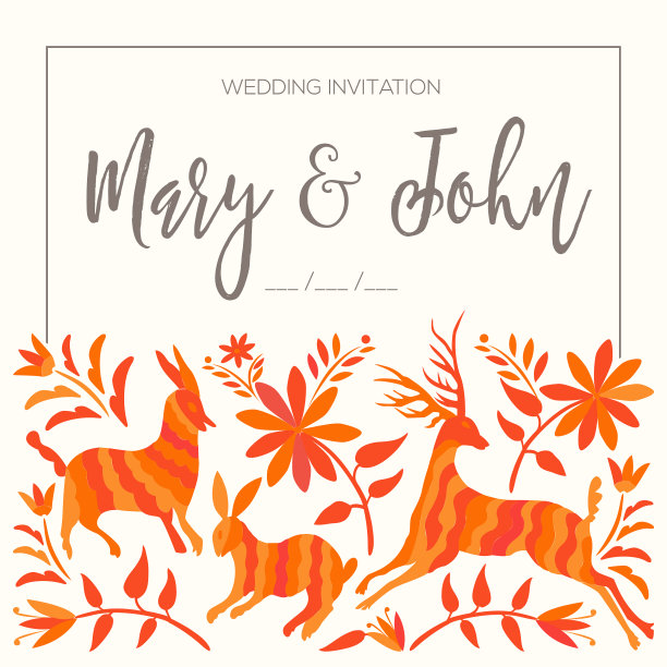 墨西哥刺绣风格-婚礼请柬图片下载