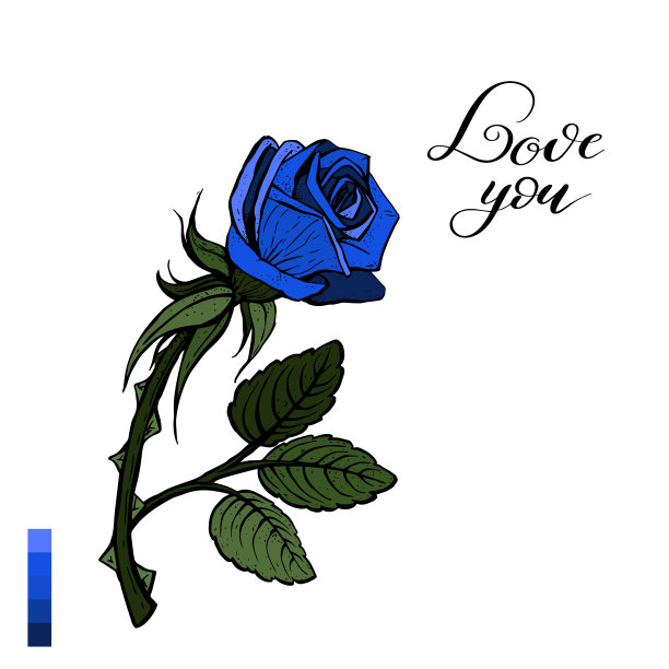 孤立在白色背景上的蓝色玫瑰。美丽的蓝色玫瑰孤立在白色为您的设计。适合设计请柬或节日贺卡。向量。图片下载
