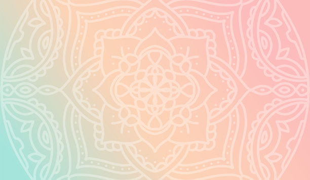 梦幻桃红色渐变壁纸与曼荼罗图案。矢量水平背景为冥想海报，横幅为瑜伽学校图片下载