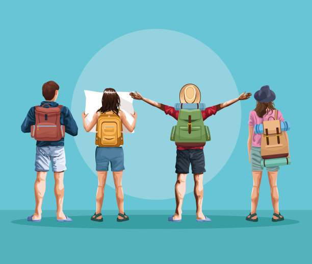 背包旅行者年轻的游客卡通图片下载