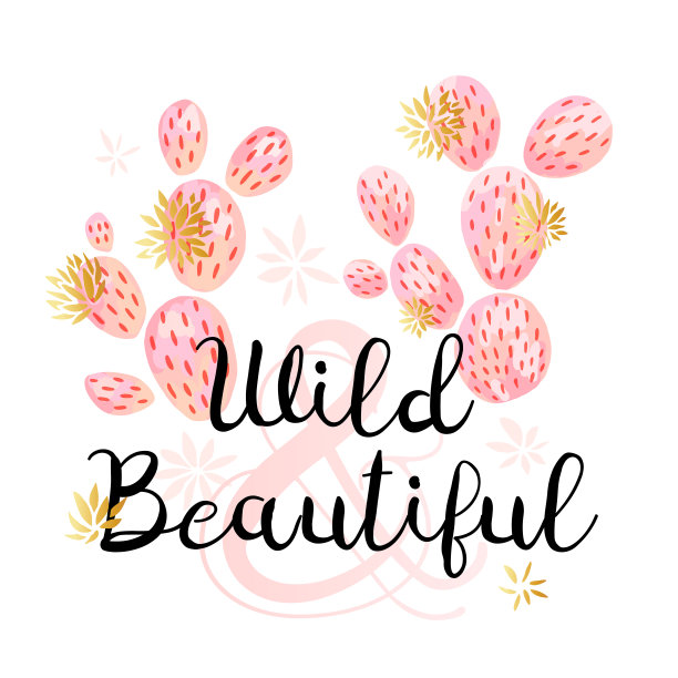 仙人掌多汁野生金黄色花粉彩水彩粉金色。白色背景上狂野美丽的标语。图片下载