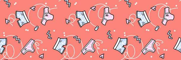 矢量插图，有趣的无缝模式与不同类型的内裤。图片下载