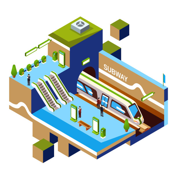 矢量等距地铁站概念图片下载