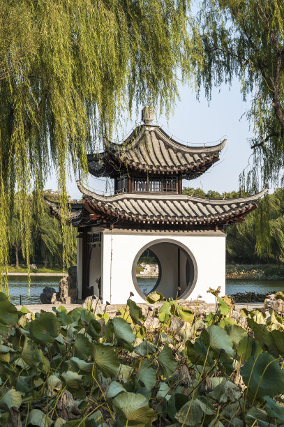 北京公园里的中式凉亭图片下载