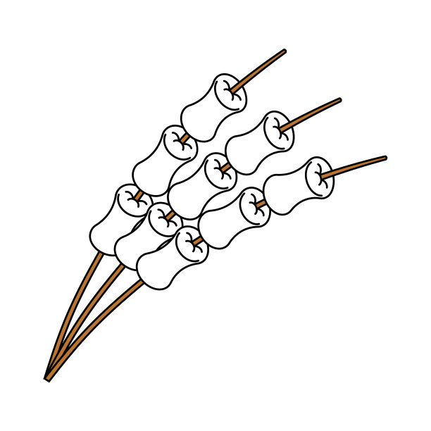 棉花糖棒隔离。露营食品糖果。矢量图图片下载