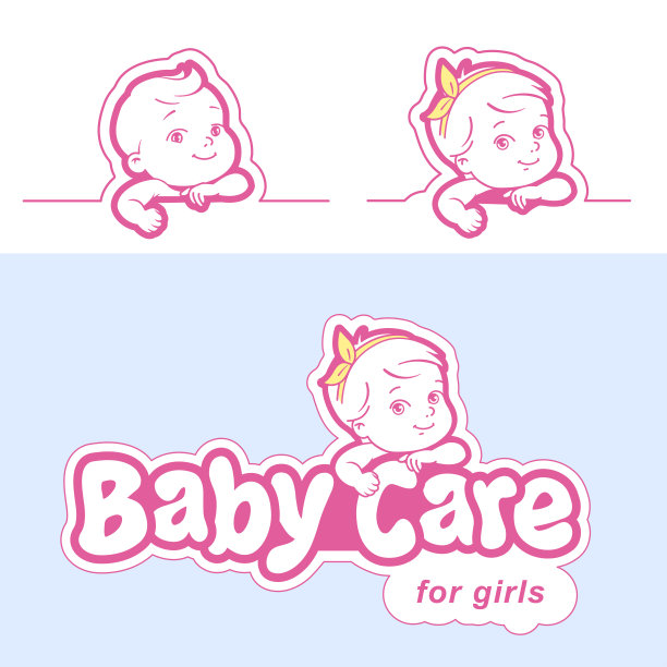 尿布标志模板。穿着尿布的婴儿。图片下载