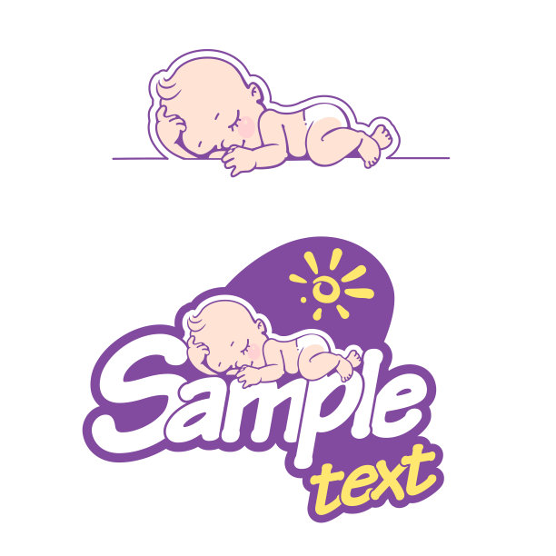 尿布标志模板。穿着尿布的婴儿。图片下载