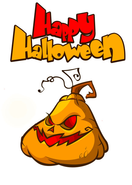 万圣节卡通稻草人南瓜头。万圣节的插图图片下载