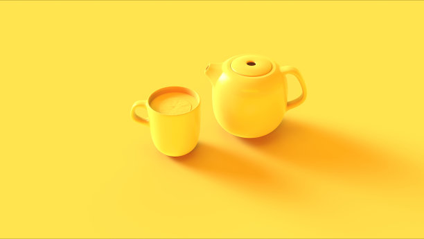 黄色杯子和茶壶图片下载