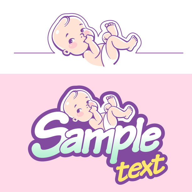 尿布标志模板。穿着尿布徽章的婴儿。图片下载