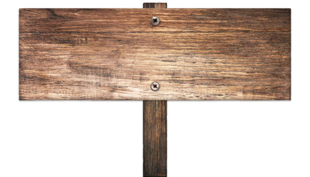 空白木板标志。剪切路径。图片下载