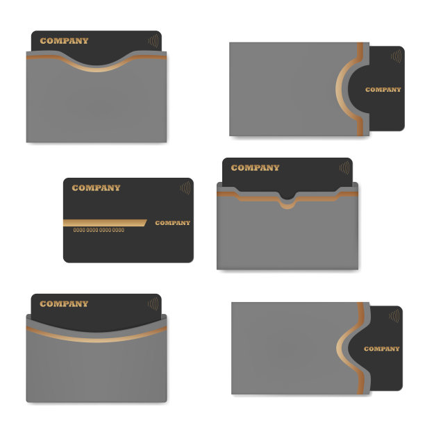 持卡人与塑料卡，向量模板集。空白套筒信封的情况下，信用，礼品或名片图片下载