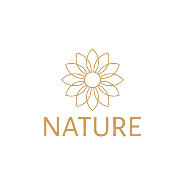 向量插图花单线图标金色图片下载