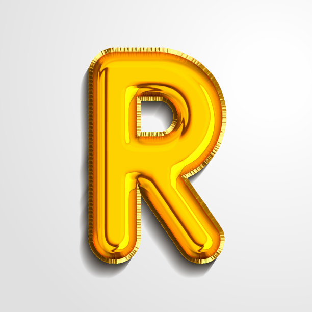 金金属氦字母气球箔字母R逼真的3d渲染气球。收藏的金色气球字母矢量插图。图片下载