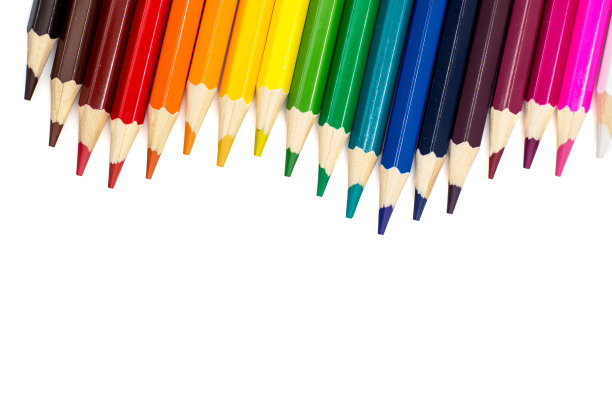 彩色铅笔孤立在白色背景。回到学校图片下载