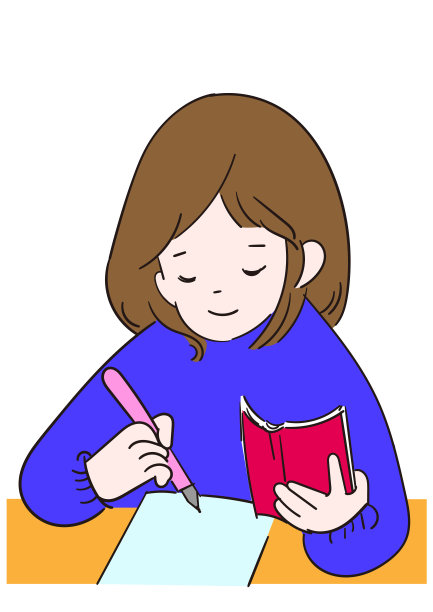 女学生坐在书桌前学习考试素材图片