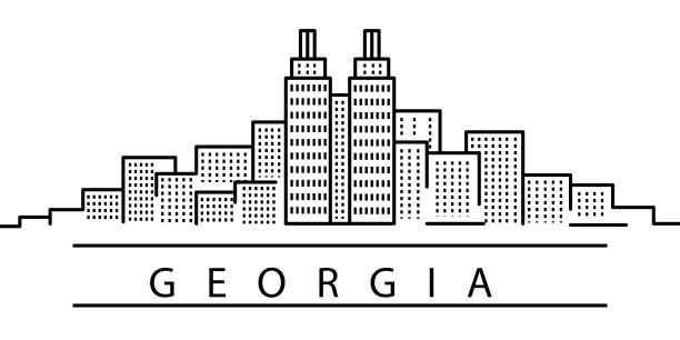 乔治亚城市线的图标。美国州元素插图图标。标志，符号可以用于网页，标志，手机应用，UI，用户体验图片下载