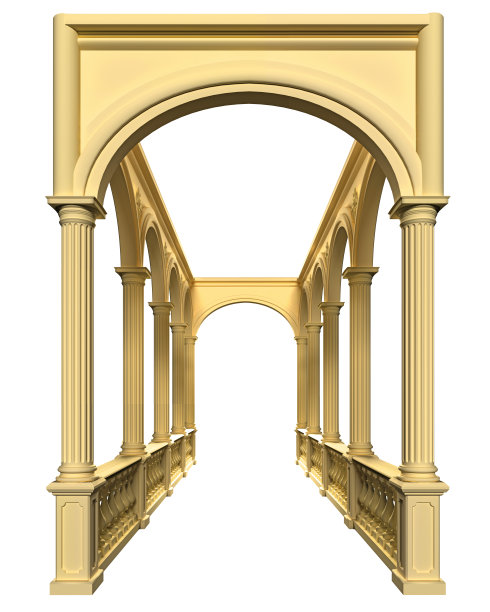 栏杆与列3D渲染在白色背景隔离图片下载