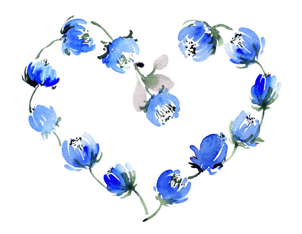 水彩花卉的心图片下载