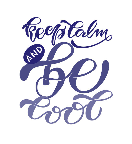 保持冷静和冷静-可爱的手绘涂鸦字体模板海报横幅艺术。保持冷静，保持快乐。图片下载