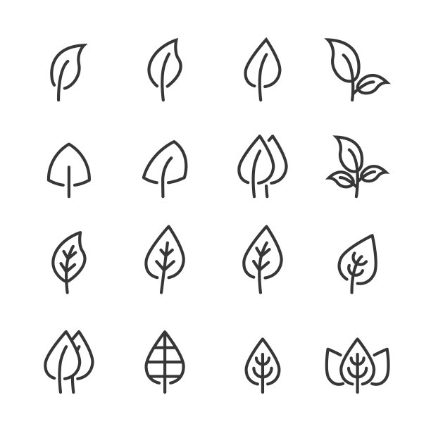 叶子图标线矢量插图图片下载