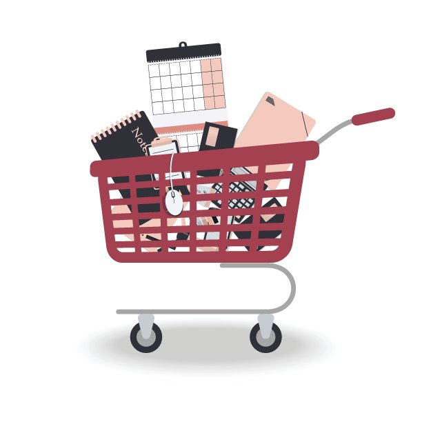 白色背景下的购物车特写镜头图片下载