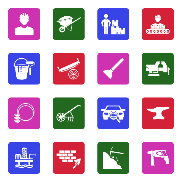 体力劳动图标。广场上的白色平面设计。矢量插图。图片下载