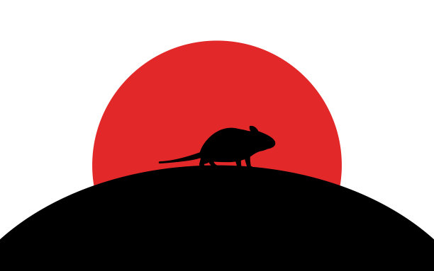 鼠标图标，动物，剪影艺术图像，矢量插图孤立在白色的背景图片下载
