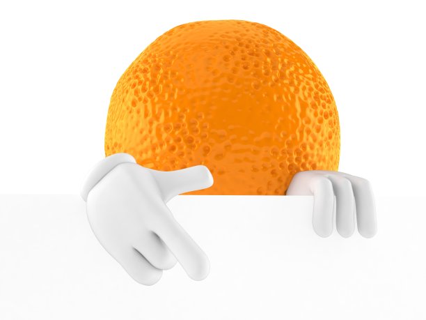 橙色人物指着白墙后面的手指图片下载