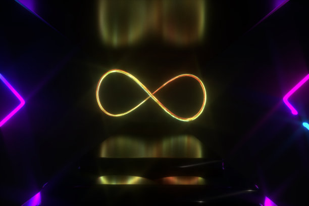 霓虹几何线背景3d渲染图片下载