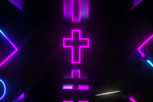 霓虹几何交叉背景3d渲染图片下载