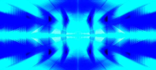 创造性的几何。抽象的、科学的、未来的、能源技术概念。蓝色的房间。蓝角箭头重叠背景。3 d演示。图片下载