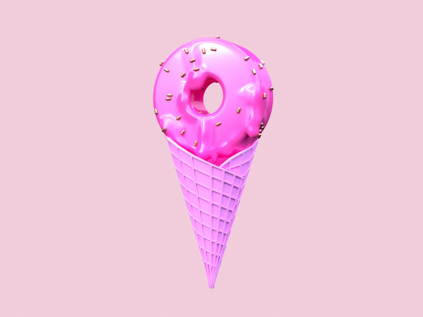 抽象的粉色冰淇淋卡通风格3d渲染图片下载