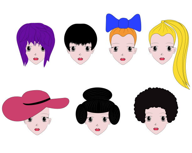 不同发型的女人。图片下载