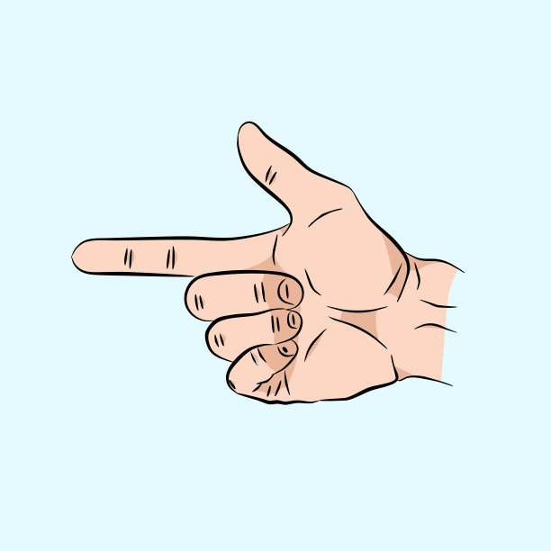 手指。插图孤立在蓝色背景。网页，海报，信息图形的手签图片下载