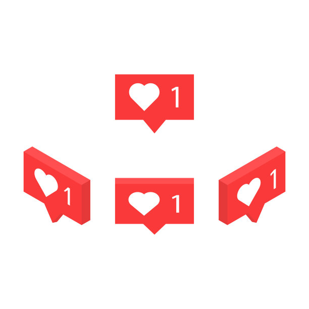 类似图标的通知集。社交网络应用图标。等距设计图片下载