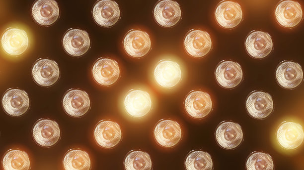 墙壁的3D渲染与闪烁的灯和明亮的聚光灯图片下载